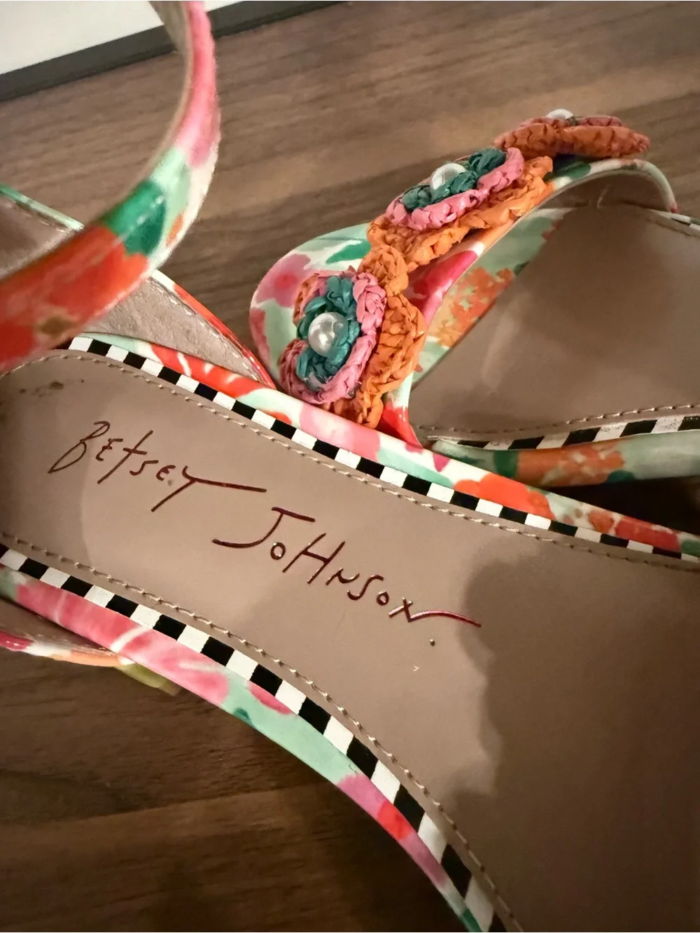 Betsey Johnson kids Multi Floral Crochet Flower Ankle-Strap Heels